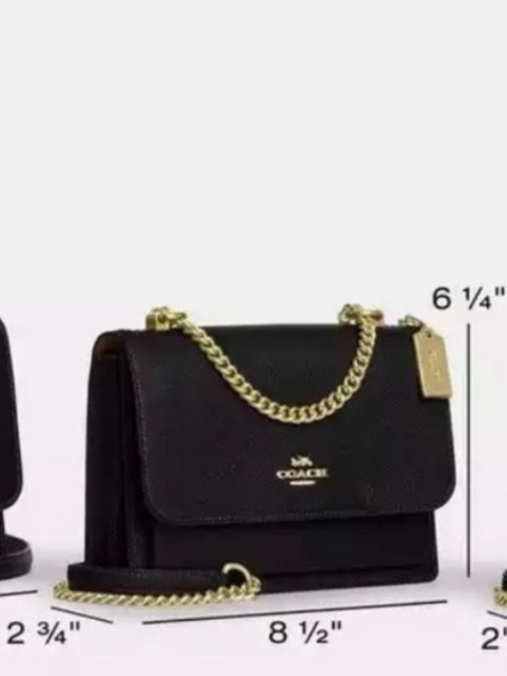 Coach Black Quilted Leather Shoulder Bag with Gold Chain - Picture 4 of 4